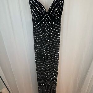 Elegant Black and White Beaded Dress